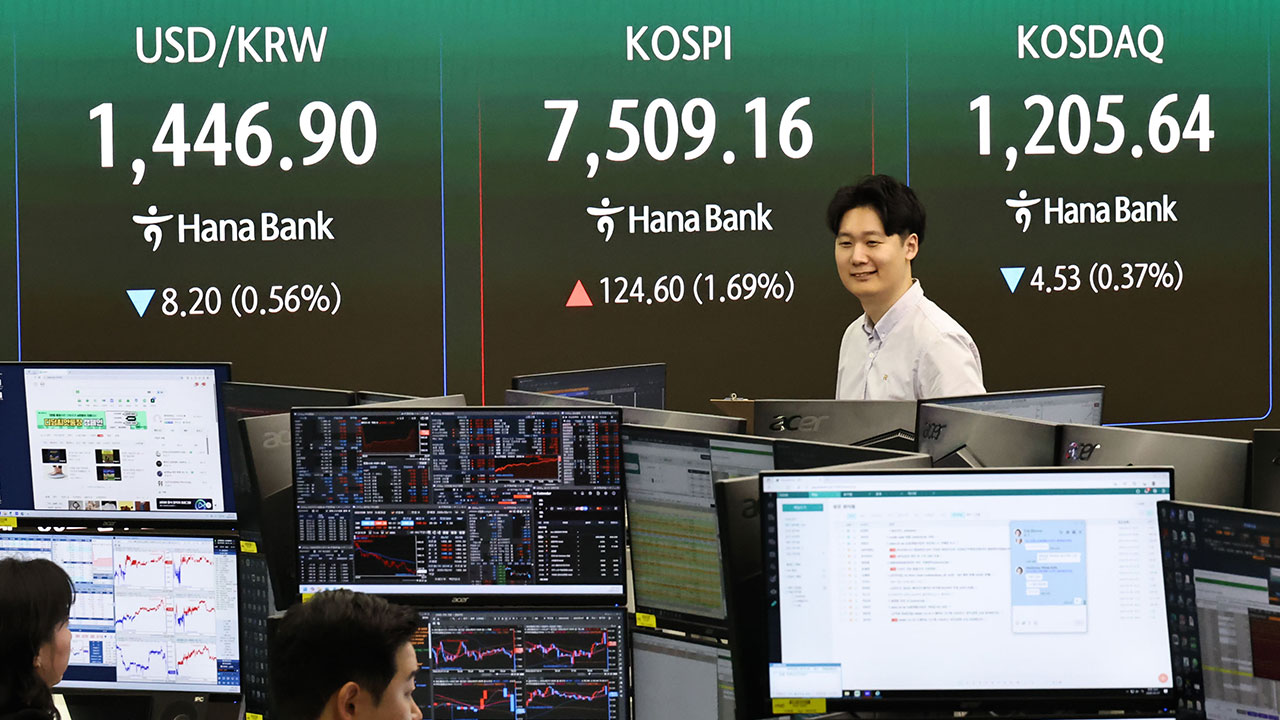 코스피 장 초반부터 7,500선 돌파‥장중 최고치 또 경신