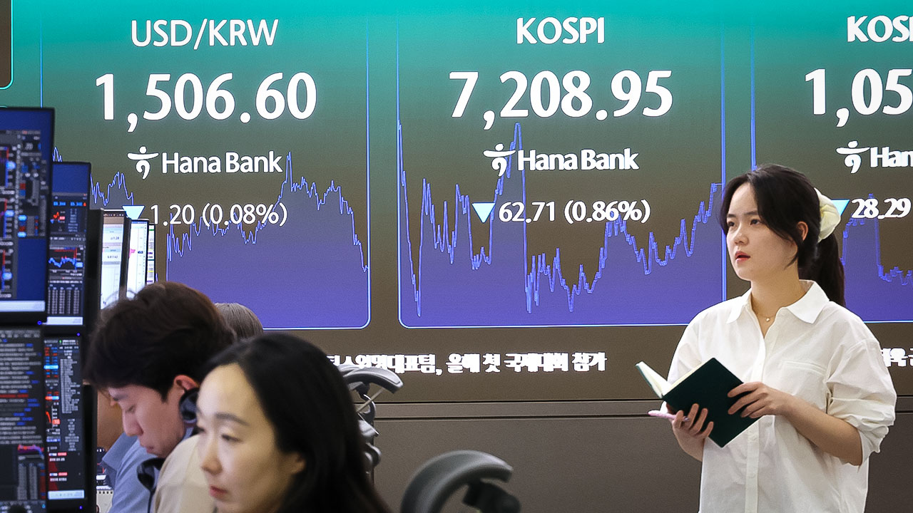 코스피, 7,200선 하락 마감‥삼성전자 한때 4% 급락 후 소폭 상승 마감