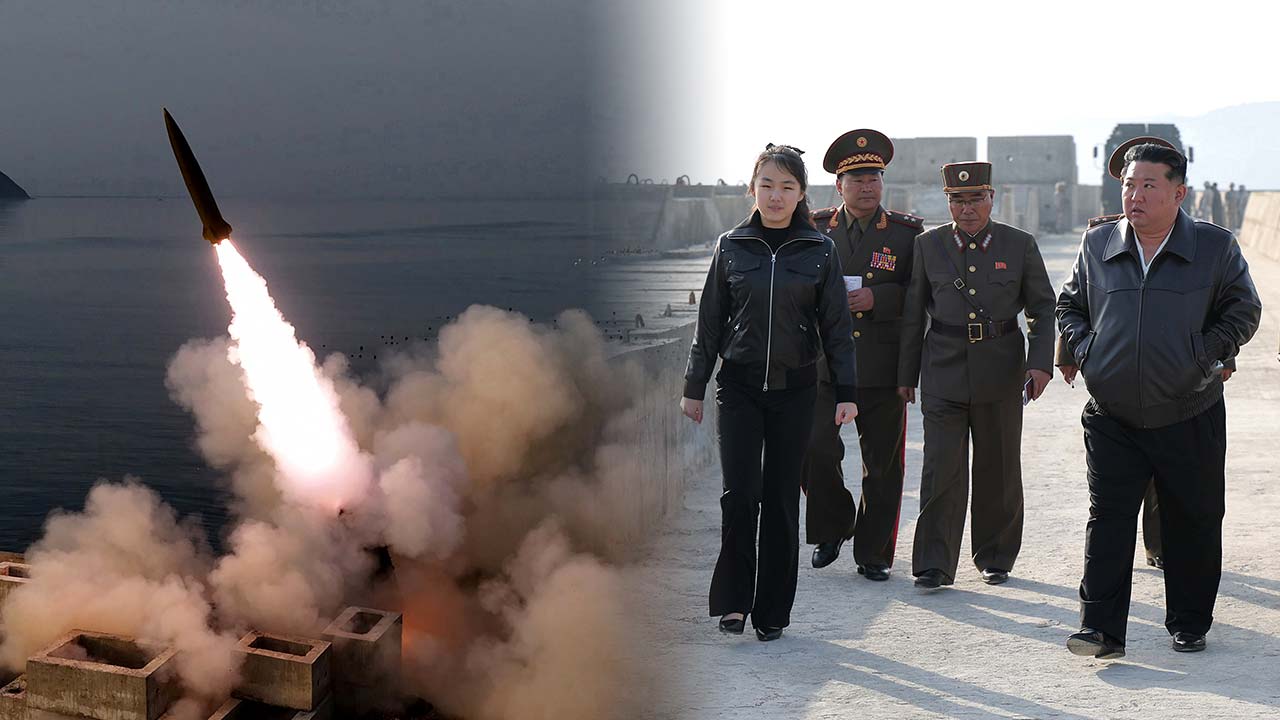 북한, 탄도미사일 집속탄두 시험발사‥김정은, 김주애와 참관