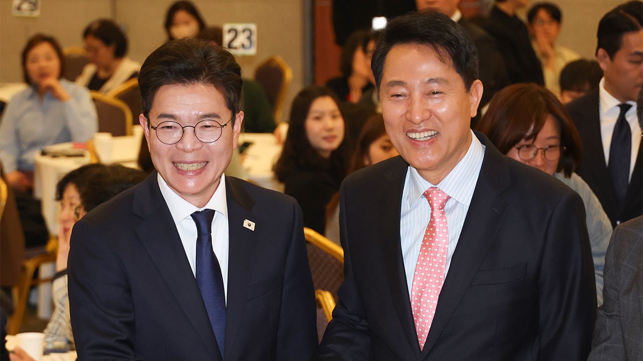 정원오·오세훈 '첫 만남'‥吳 "후보되곤 처음이죠?" vs 鄭 "제가 도전자" 