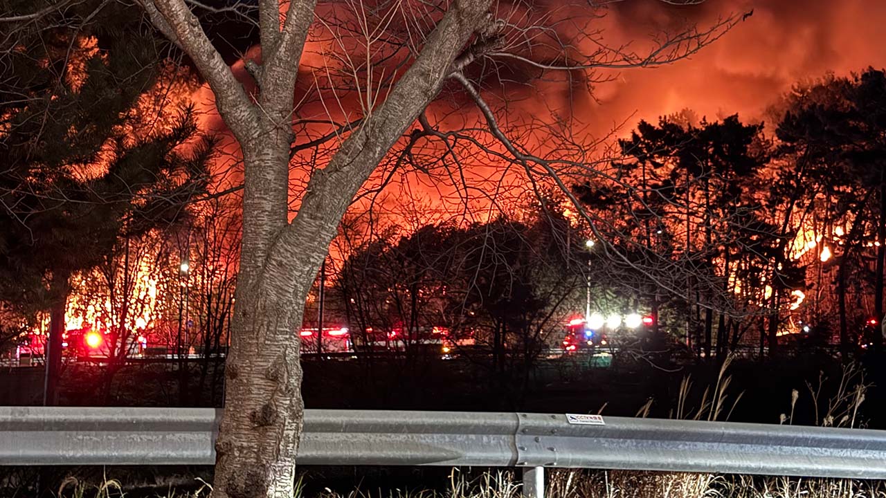 부산 기장군서 공장 화재가 산불로 번져‥대응 1단계 발령