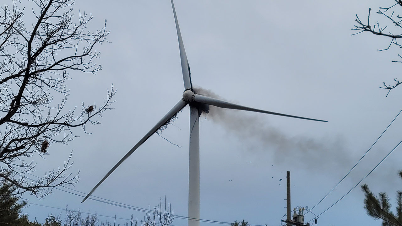 경남 양산시 풍력발전기 폭발 화재‥인명피해 없어