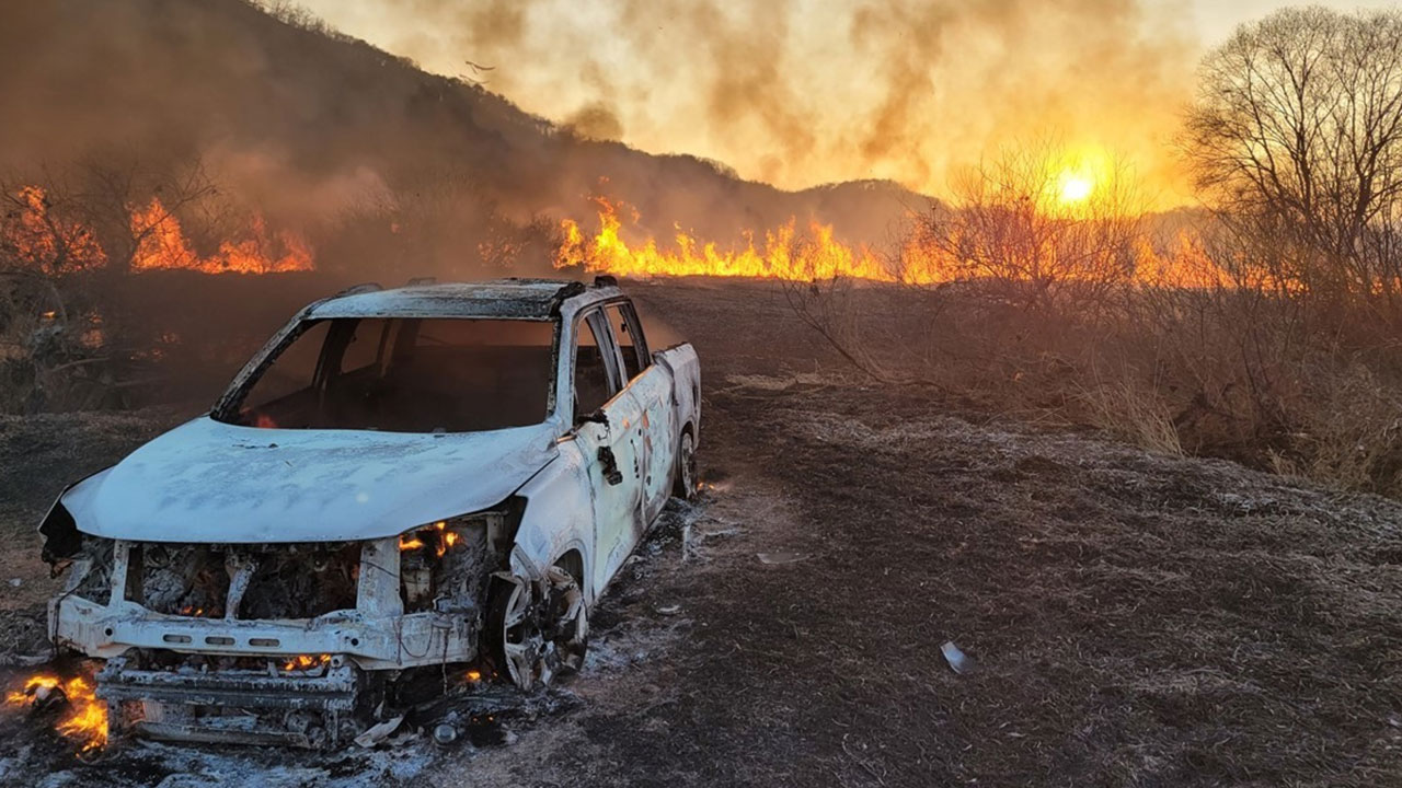 경북 영천서 승용차 화재‥다친 사람 없어