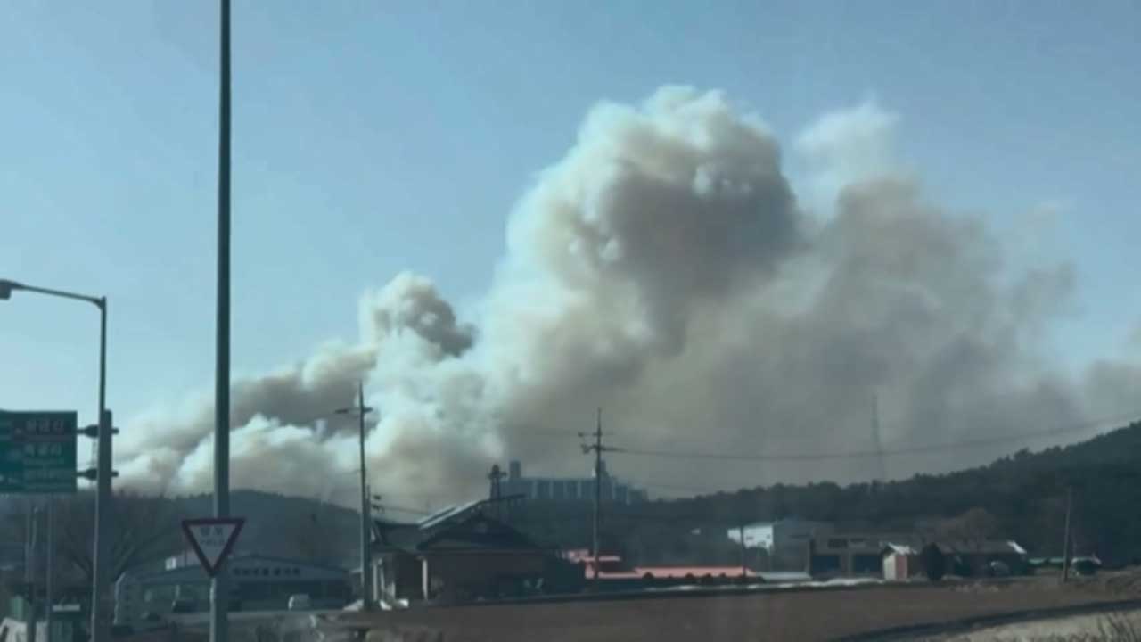 충남 서산 석유비축기지 근처 산불‥'대응 2단계' 발령
