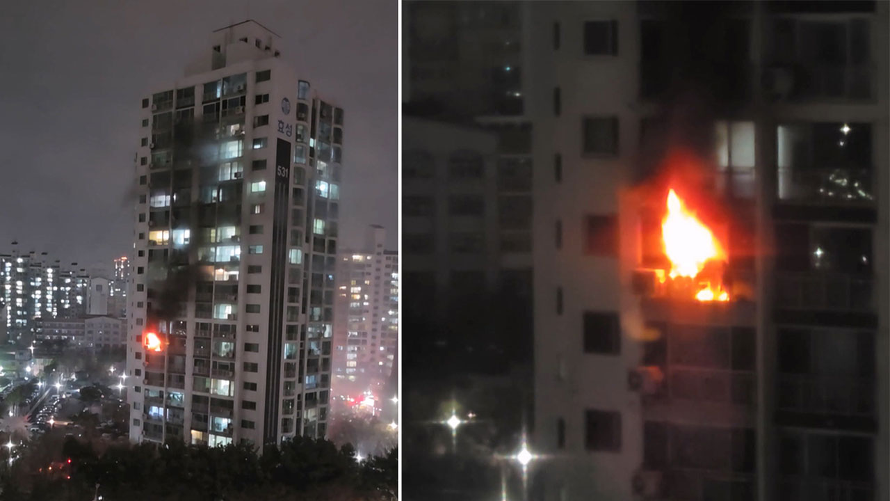 경기 수원 아파트 화재‥1명 다치고 100여 명 대피