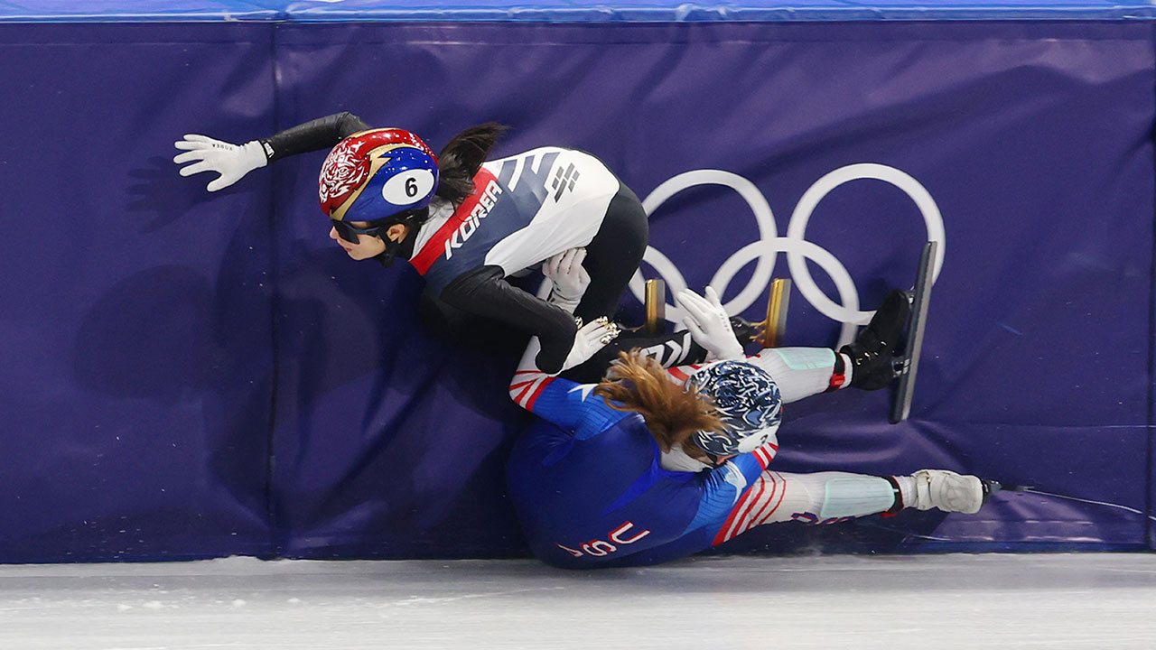 [올림픽] 쇼트트랙, 혼성계주 준결승서 미국과 충돌 탈락‥메달 획득 실패