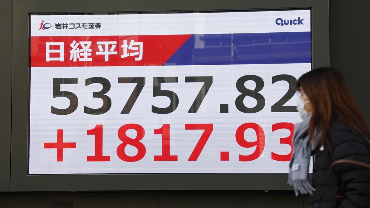 日닛케이지수 사상 첫 53,000대, 3%대 급등‥금리상승·엔화약세