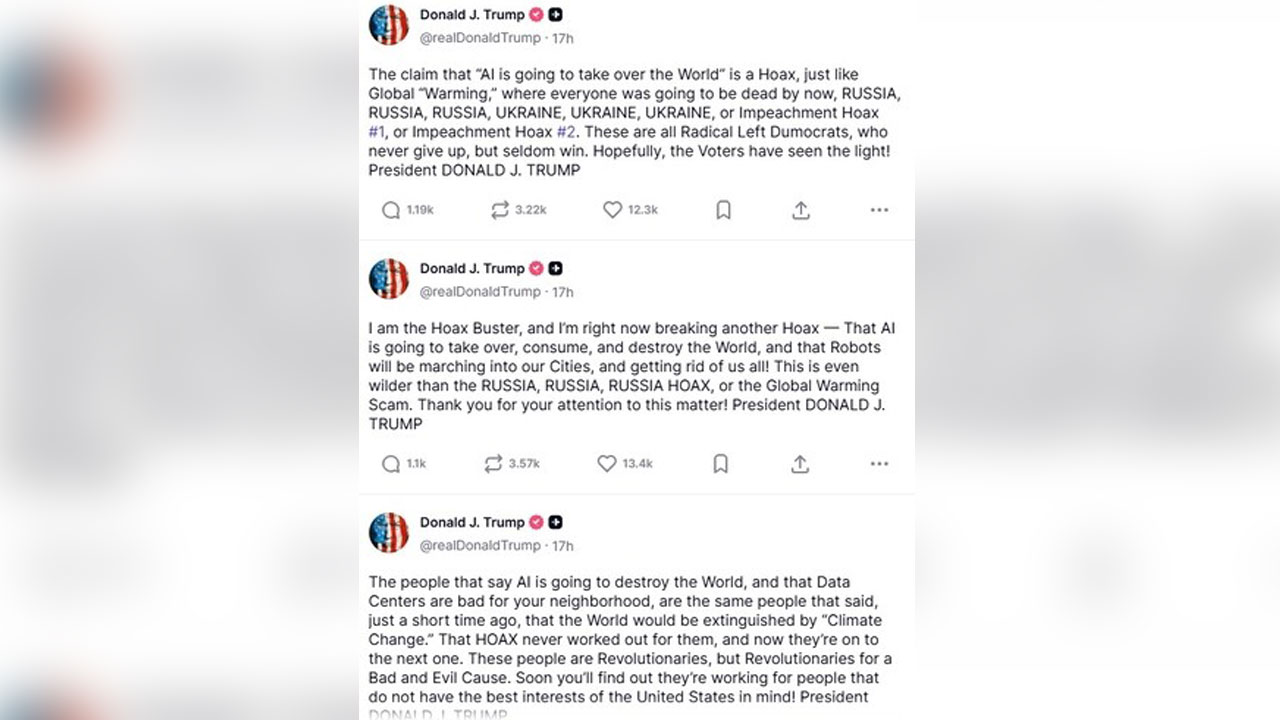 "트럼프 'AI·데이터센터 가속' 주장에 지지자들도 악플 달아"