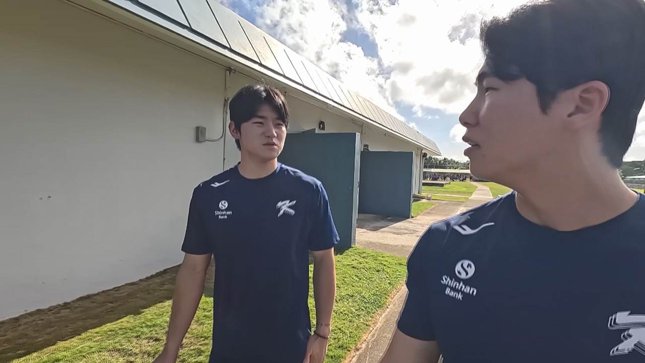 사이판 전지훈련장에 가장 먼저 출근하는 김도영과 김혜성