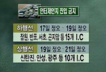 설 연휴 경부고속도로 인터체인지 차량 진입 금지백지연