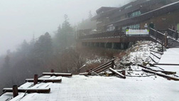 설악산에 겨울 성큼 단풍옷 벗고 흰 눈 소복