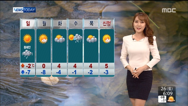 날씨 오전까지 중부 약한 눈빗방울 "안전운전 하세요"