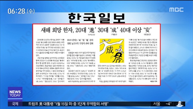 아침 신문 보기 새해 희망 한자 20대  30대  40대 이상  