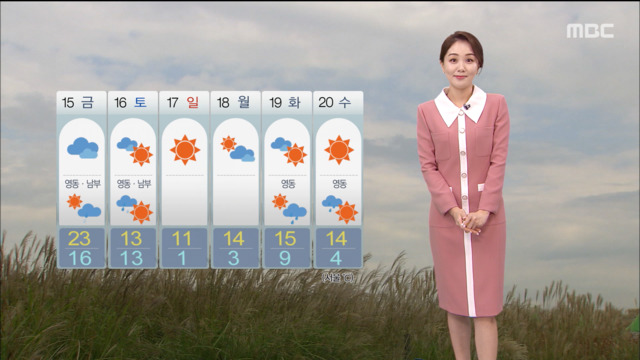 날씨 구름 사이 햇살내일모레 동해안남부 비