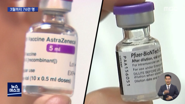 3월까지 76만 명 접종화이자 백신 동시 접종
