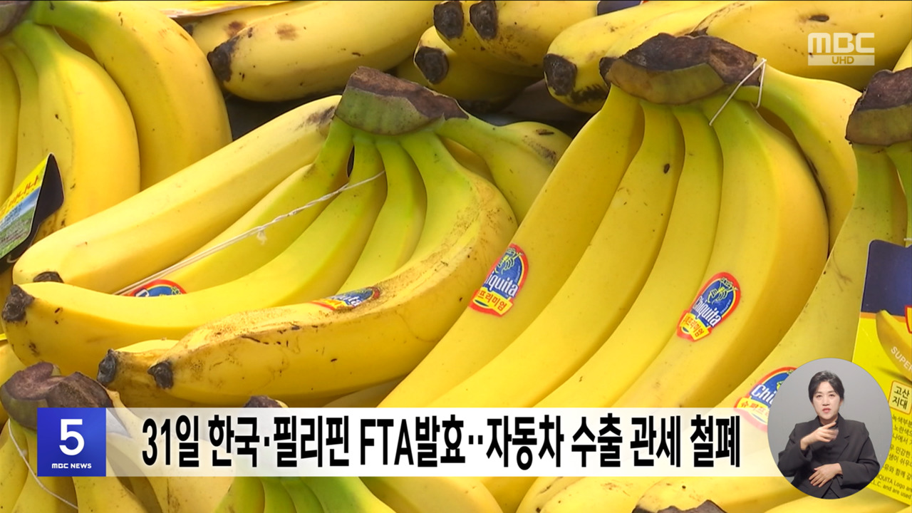 31일 한국필리핀 FTA 발효자동차 수출 관세 철폐