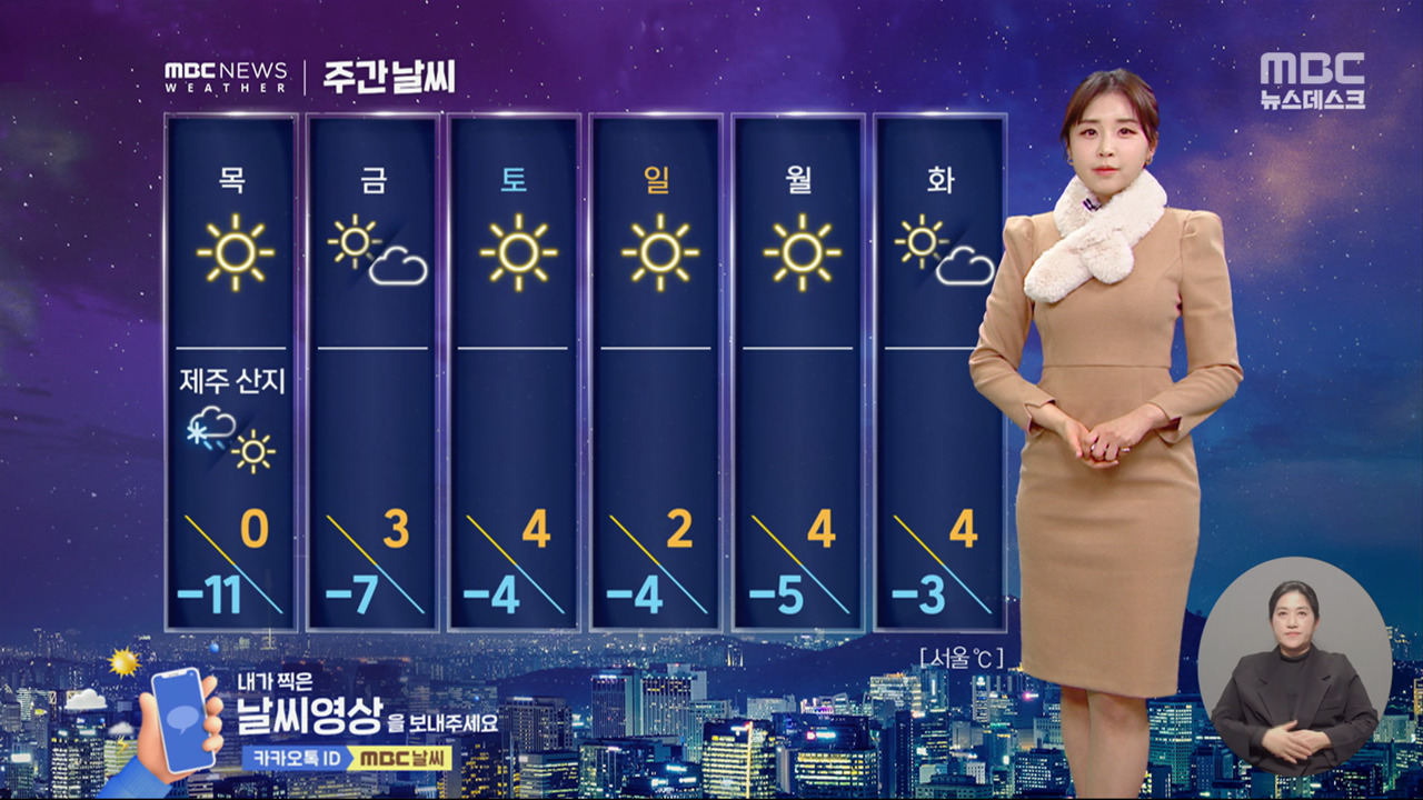 날씨 출근길 한파 계속아침까지 서해안 폭설