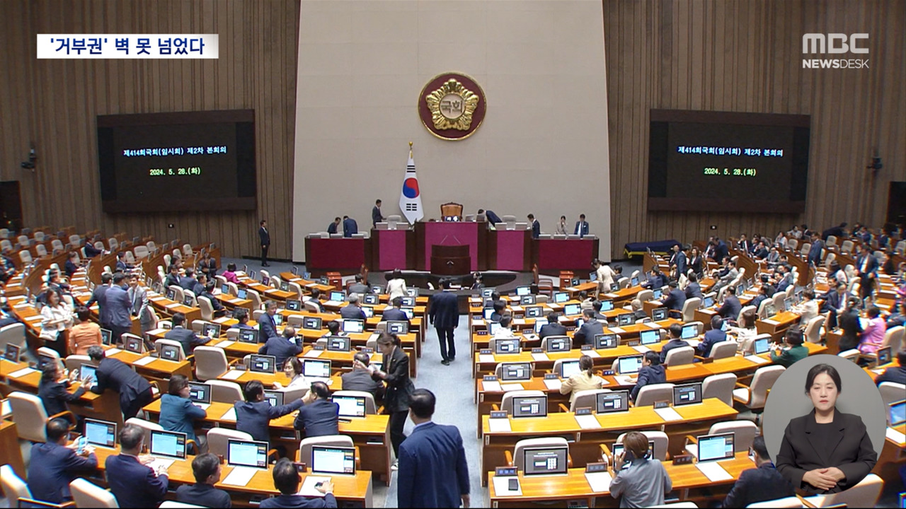 채상병 특검법 결국 폐기대통령 거부권 문턱 못 넘었다