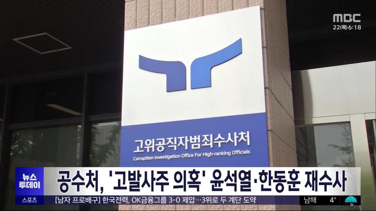 공수처 고발사주 의혹 윤석열한동훈 재수사