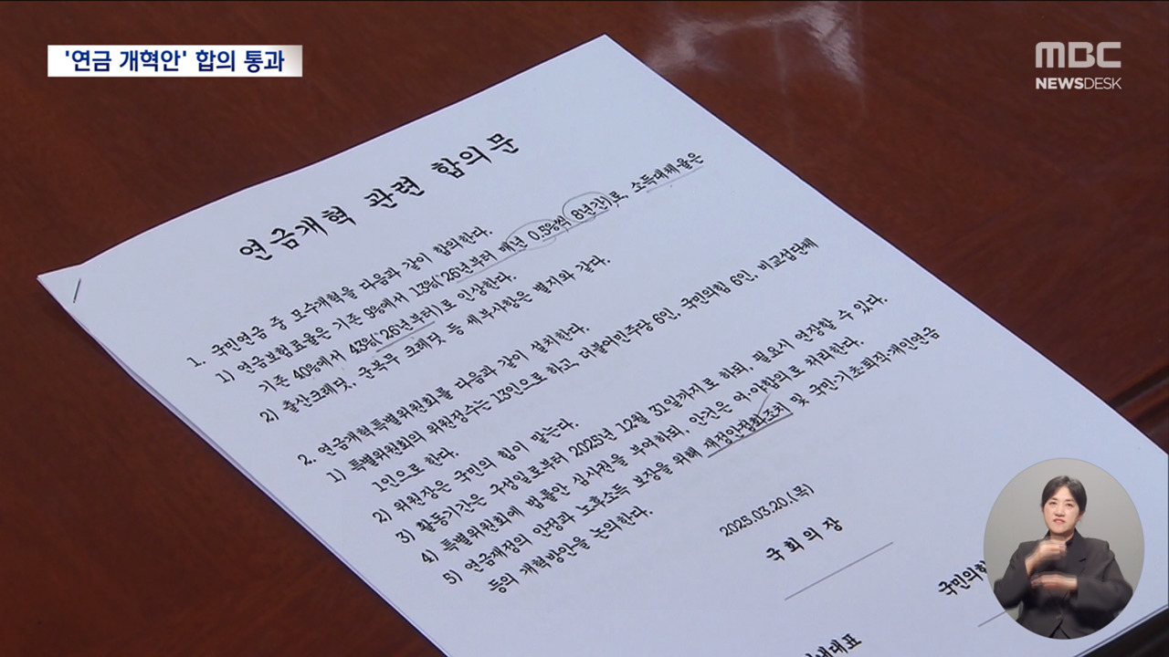 더 내고 더 받는 연금개혁 18년 만에 처리"미래세대 약탈"