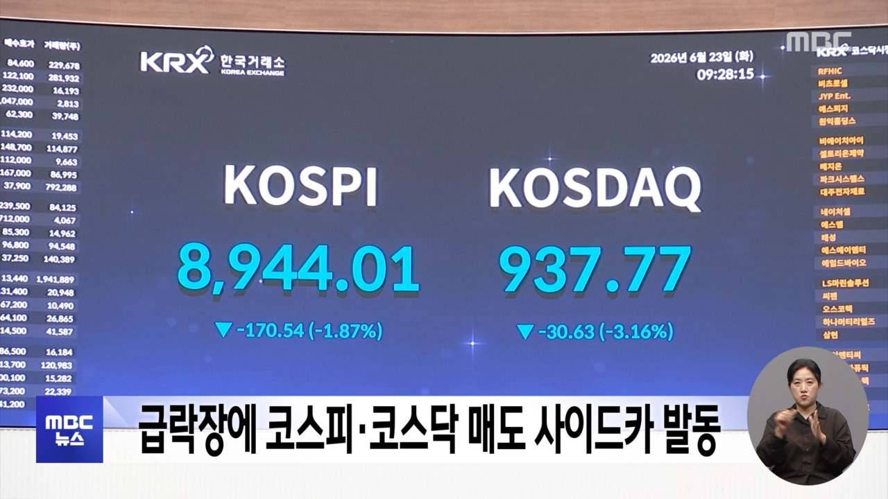 코스피 코스닥 매도 사이드카 발동