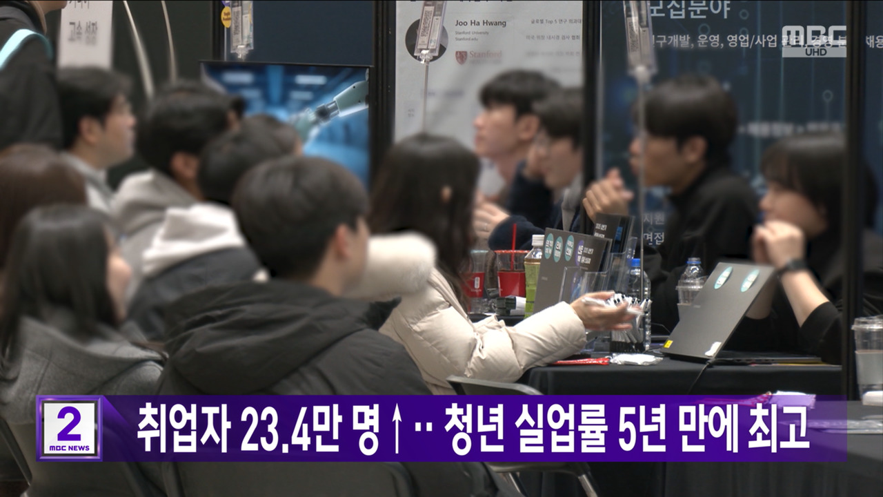 취업자 234만 명청년 실업률 5년 만에 최고